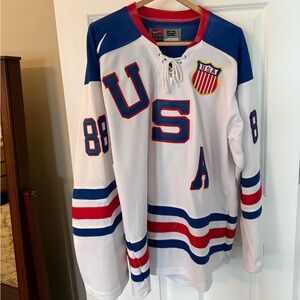 Nike USA Hockey Jersey - White, Blue, Red Kane 88